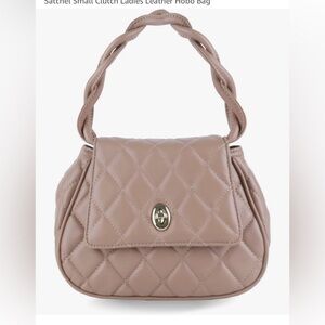 NWOT Elegant Tan Quilted Women's ELDA Bag with Braided Top Handle